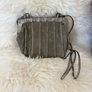 Phillippe Vintage Women's Brown Suede Shoulder Bag Gold Trim